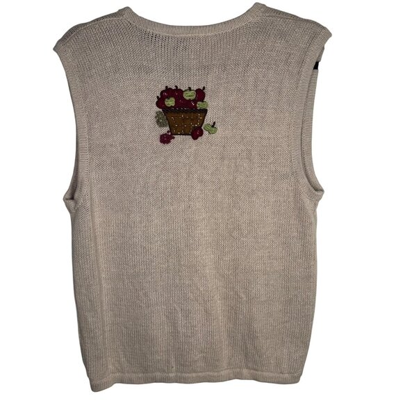 Vintage One Resource Beige Button-Up Sweater Vest Birdhouse Embroidered Sz S - Picture 7 of 8